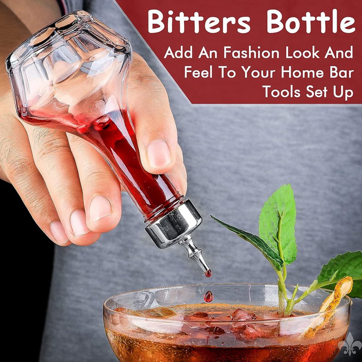 Bitters Bottle Set - A75K 6個入り ビターズボトルセット 50ml/1.6oz ガラス製ダッシュボトル（ダッシャートップ付き）、プロ仕様のカクテル作り用バーツール
