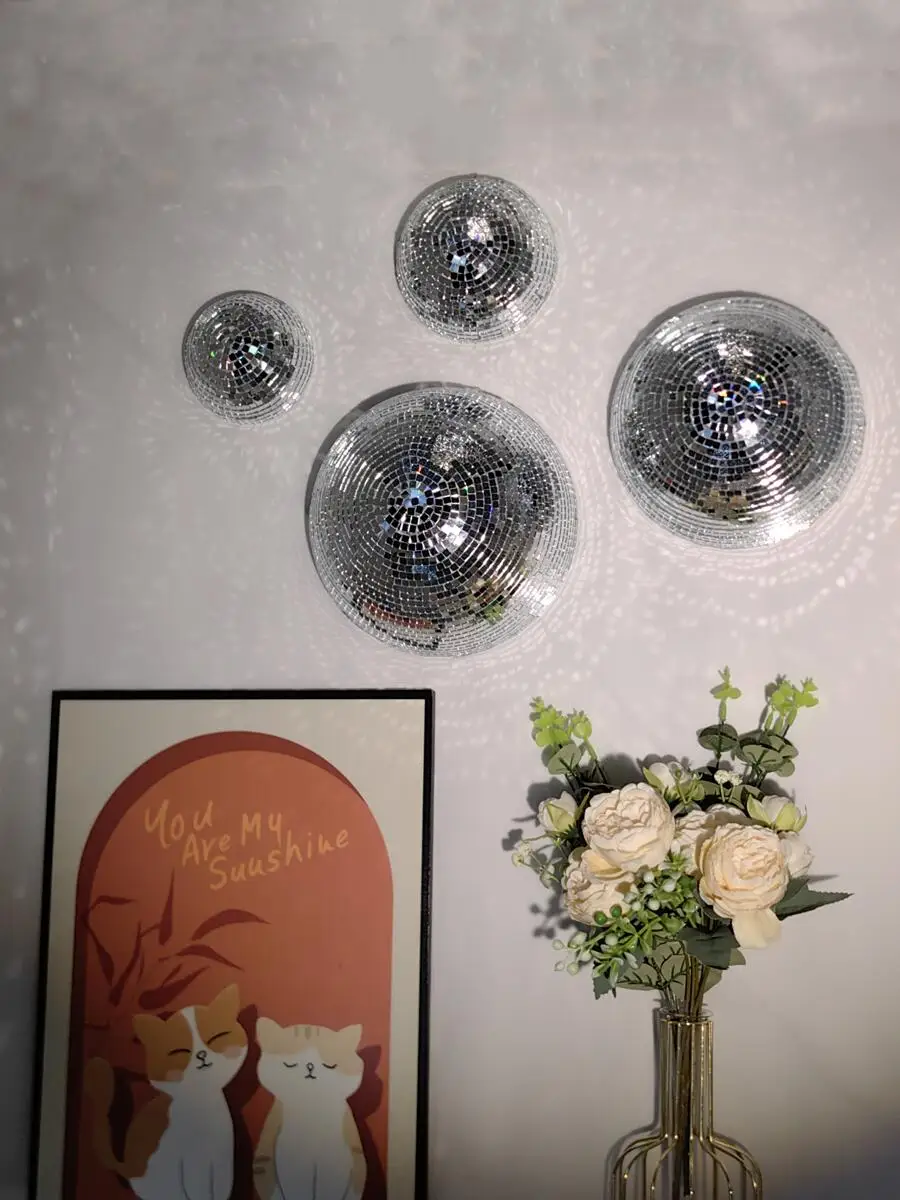 Old Fashioned Glass - 新しいウォールディスコボールミラーデザインメタリックホームデコミラーボールデコレーション、結婚式ディスコボール半円ホームウォールアート用