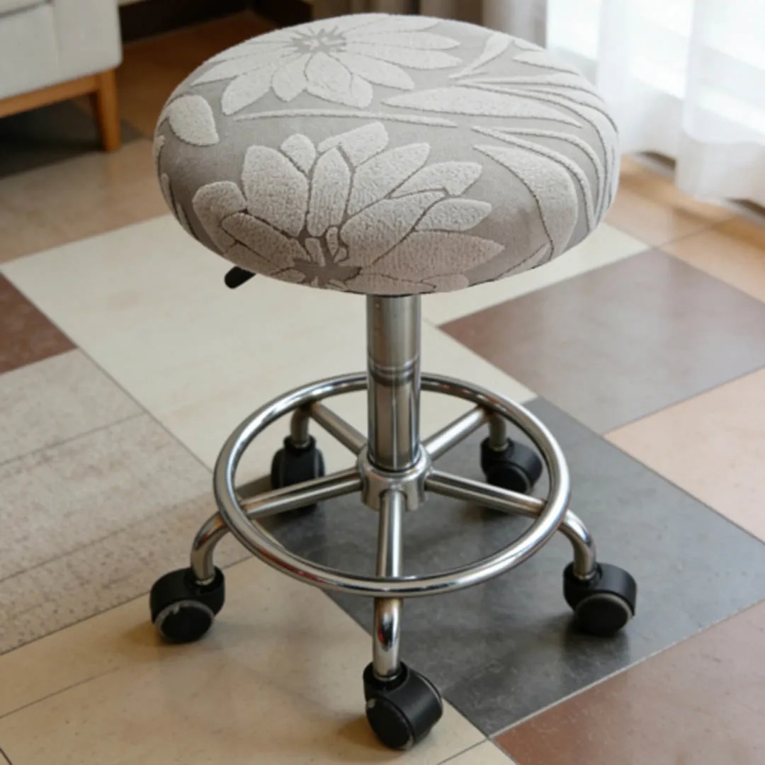 Home Bar Seating - バースツールカバー カメリア柄 ジャカードフリース スリップカバー ソフトで伸縮性のあるラウンドスパンデックスチェアシートプロテクター ホームオフィス装飾カバー