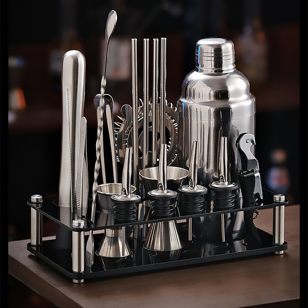 Home Bar Setup Kit - バーエッセンシャルコレクション、ステンレス製カクテル作りキット（ホームバーセットアップ用）