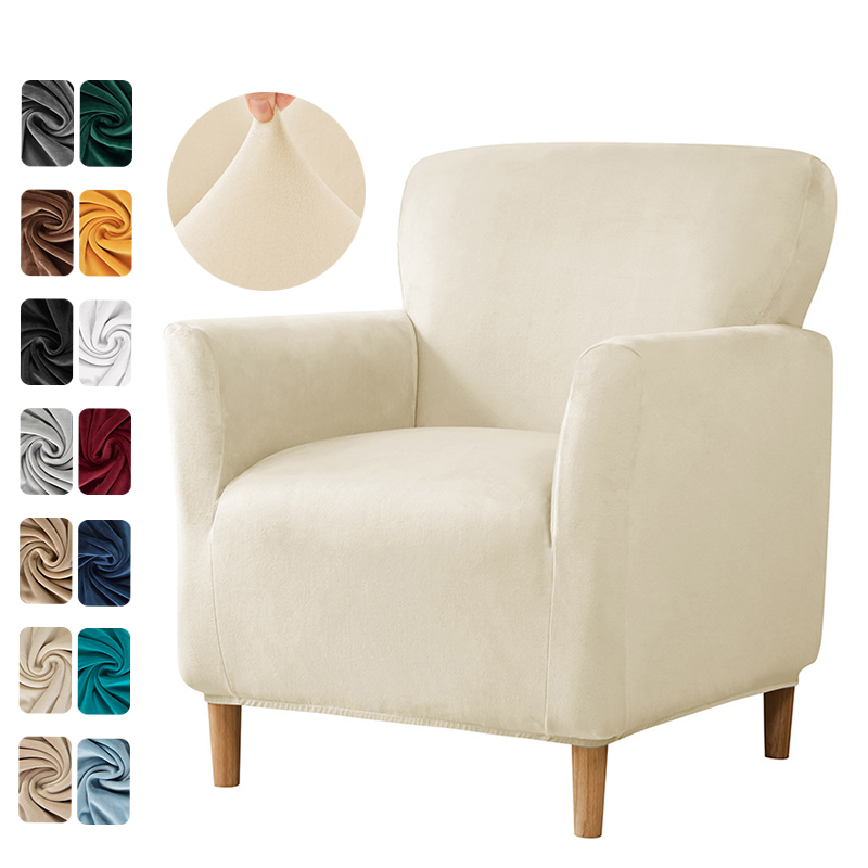 Home Bar Seating - 1PC ストレッチスパンデックス製 チューブチェアカバー ソフトベルベット クラブアームチェア スリップカバー