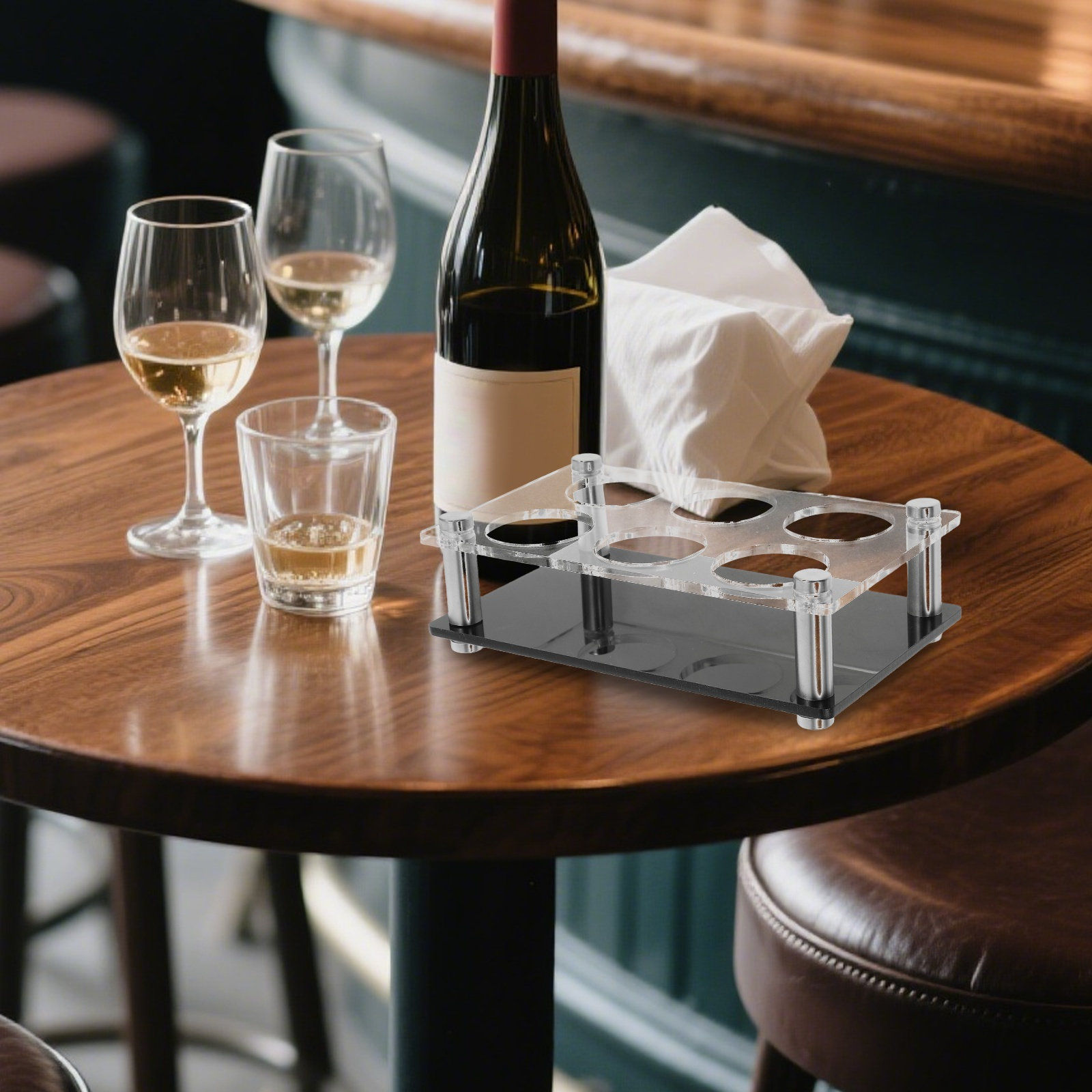 Home Bar Stand - ショットグラスホルダー 6穴 クリアアクリルトレイ 家庭用バー パーティー ナイトクラブ