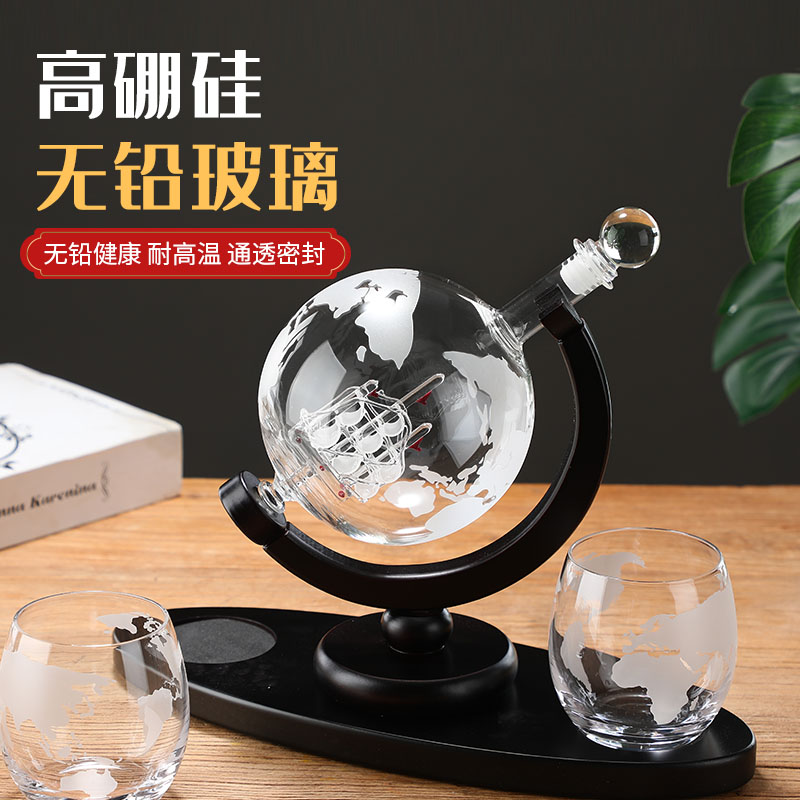 Decanter Globe Set - グローブスパークリングワイングラスボトル空ボトルクリエイティブクラフトガラススパークリングワインボトルデカンターレッドワイングラスセット