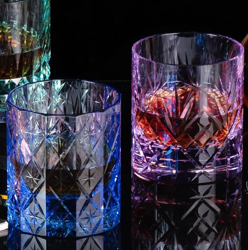 Old Fashioned Glass - 7オンスの手彫りK9クリスタルウイスキーグラス、厚底シームレスガラスリム付きオールドファッションドタンブラー、スコッチ、バーボン、カクテル用