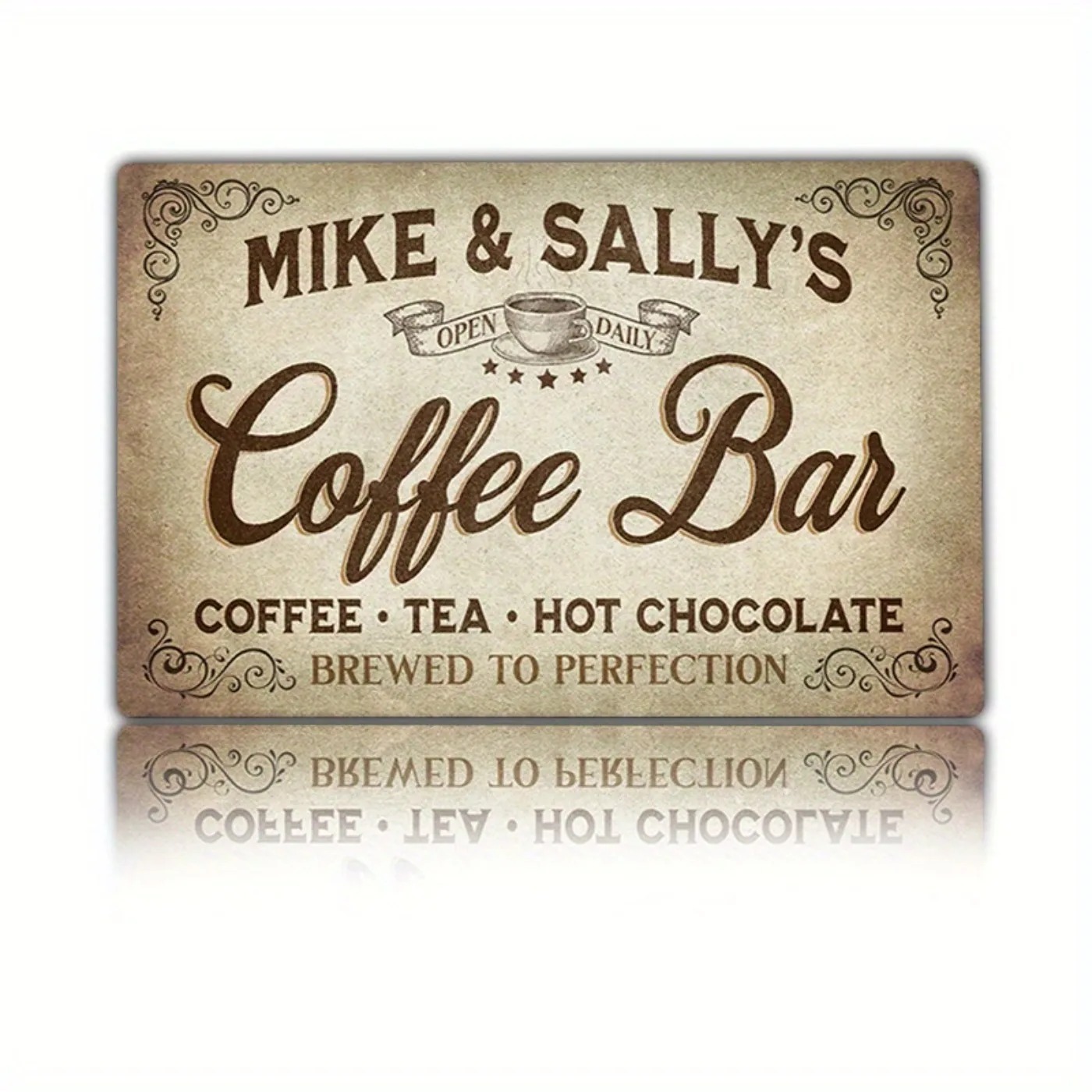 Home Bar And Coffee - 1PC パーソナライズされたヴィンテージコーヒーバーメタルサイン、8x12インチ、防水防塵屋内ホームアート装飾（装飾のみ）