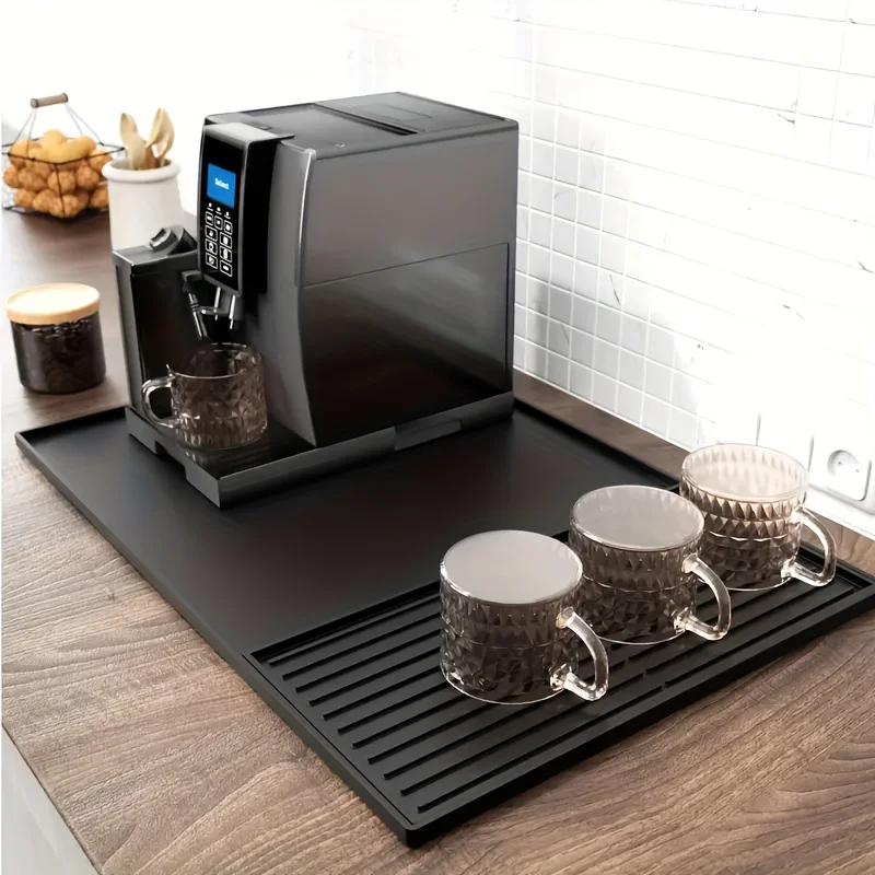 Home Bar And Counter - 2-in-1 シリコンコーヒーバーマット - 特大サイズ滑り止めカウンタープロテクター（60x40cm）耐熱性、エスプレッソ/カフェ/家庭用キッチン向け