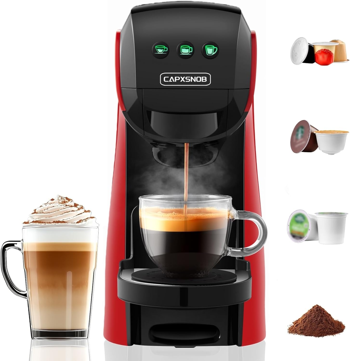 Home Bar And Coffee - 4-in-1コーヒーメーカー＆エスプレッソメーカー、20バール | ポッド＆グラウンド、3カップサイズ、コンパクトな幅5.3インチで家庭/オフィスに最適
