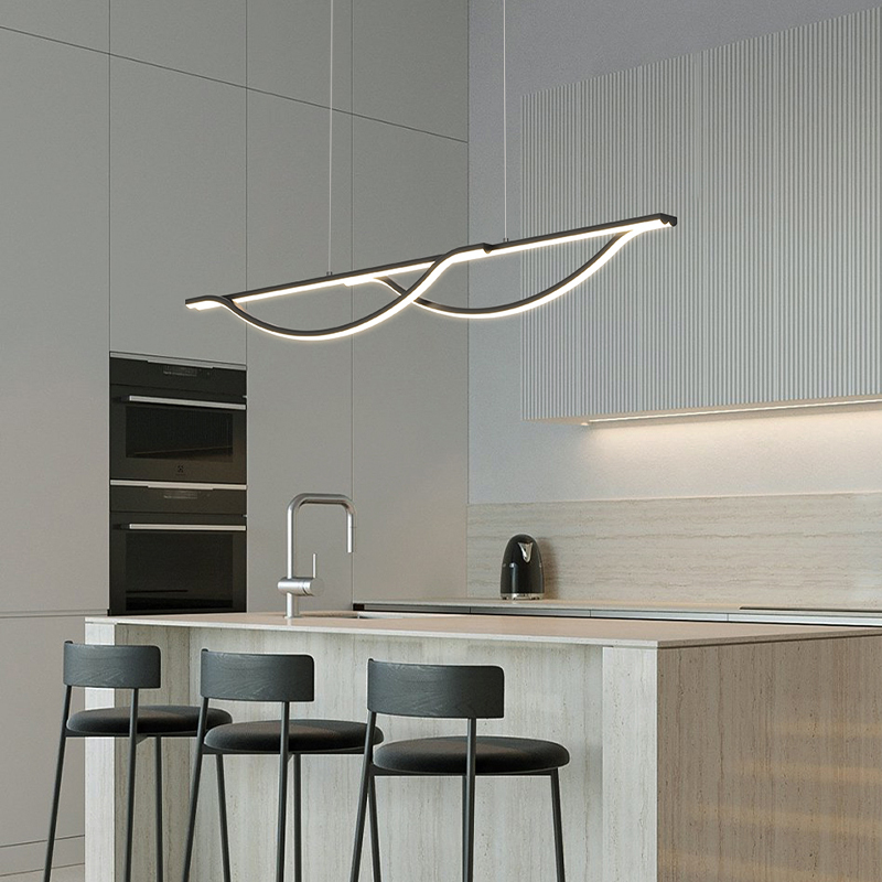Home Bar Word - Led レストランシャンデリア北欧シンプルなダイニングルームバーテーブルランプ一言ストリップペンダントライト家の屋内装飾照明ランプ