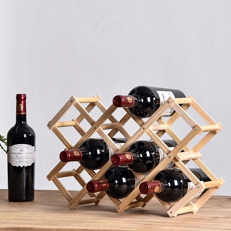 Home Bar Shelf - 積み重ね可能なワイン収納棚 3、5、6、10 ボトル木製ワイン棚ホームバー用品ワインキャビネットバーツール