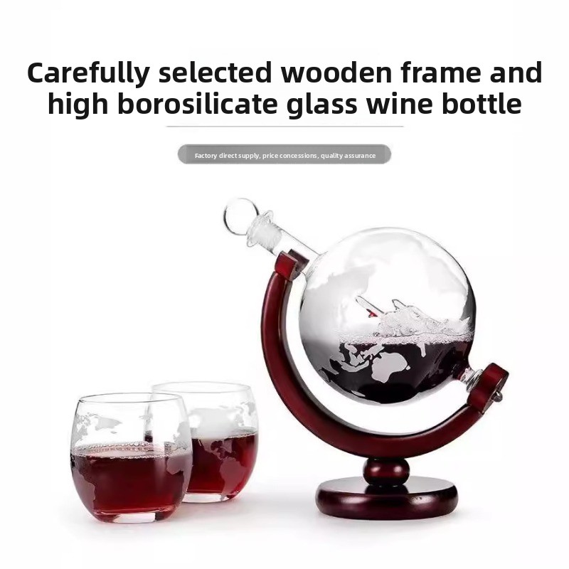 クリエイティブな地球儀型デカンタセット、精巧な木製スタンドと - Decanter Globe Set のレビューと価格