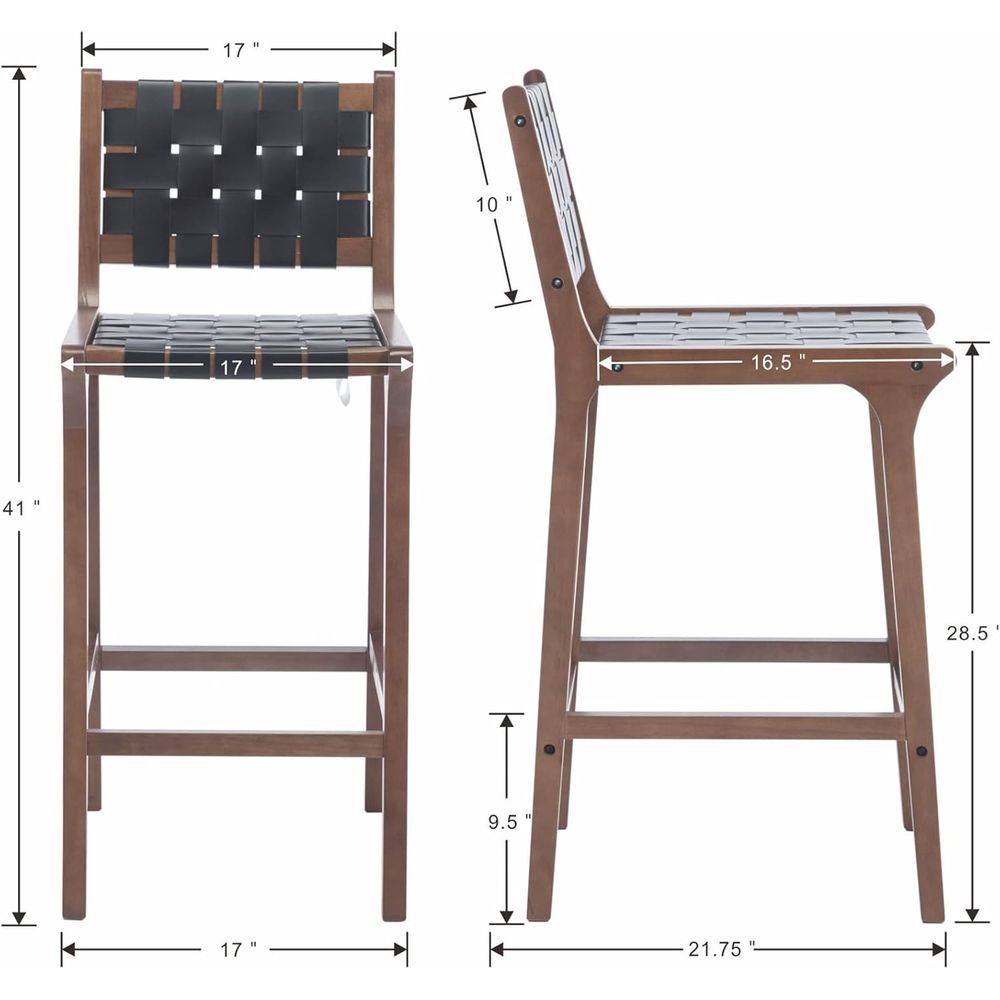 木製バースツール2脚セット、ブラックレザーストラップシート、 - Home Bar Stools のレビューと価格