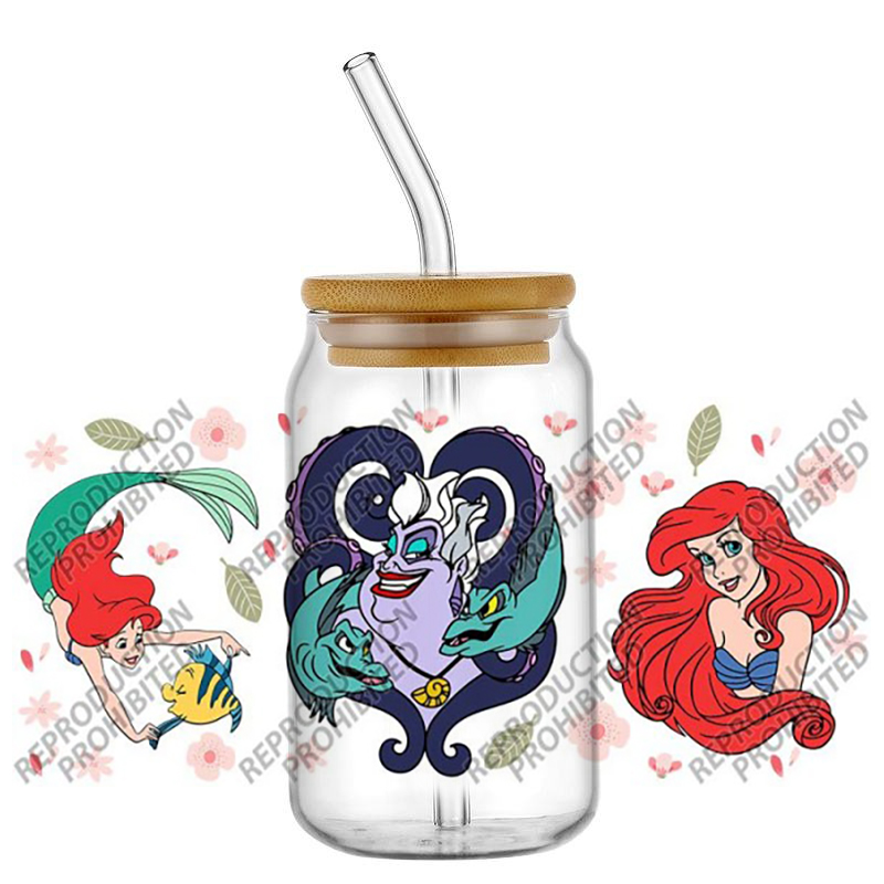 人気のレトロ漫画人魚姫アリエル有名16オンスUV DTF 3 - Old Fashioned Glass のレビューと価格