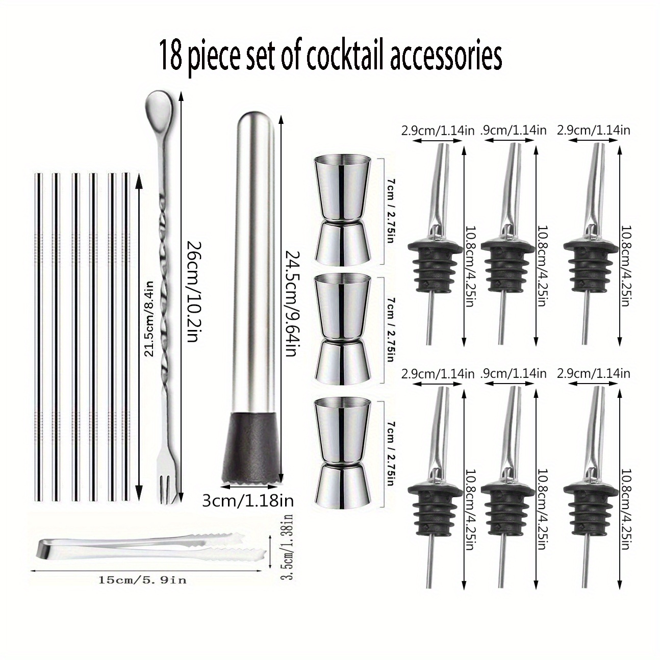 バーエッセンシャルコレクション、ステンレス製カクテル作りキッ - Home Bar Setup Kit のレビューと価格