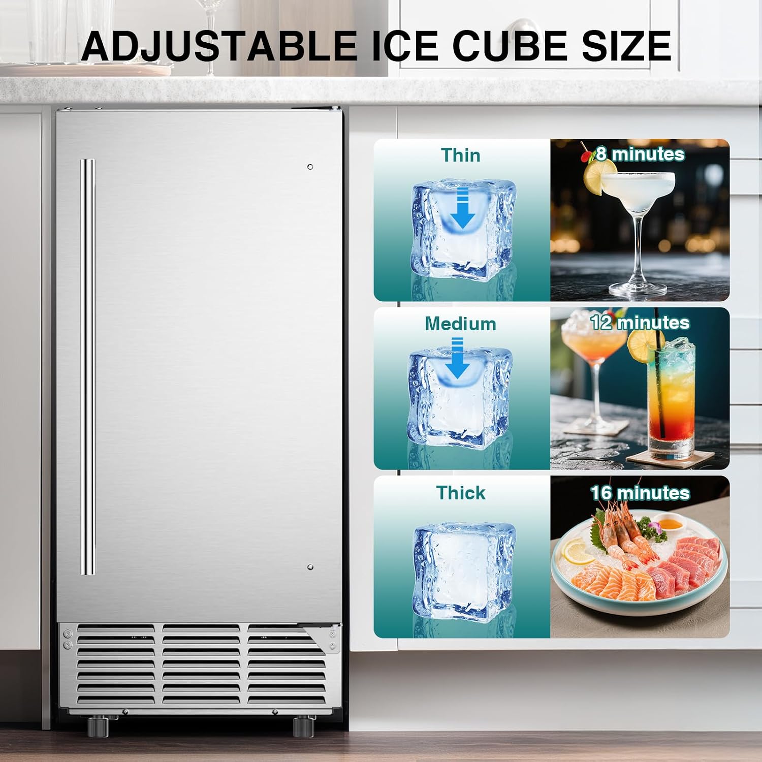 ETL承認済み業務用アンダーカウンター製氷機 100ポンド/ - Home Bar And Counter のレビューと価格