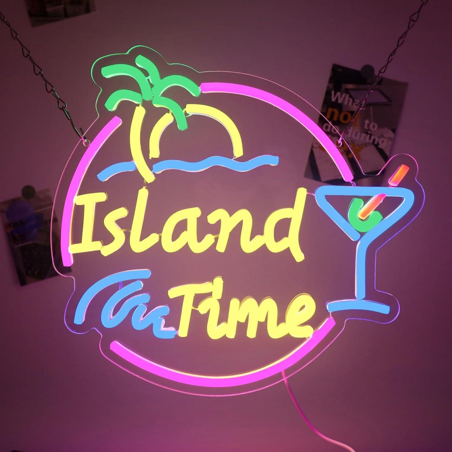 アイランドタイムネオンサインLEDライト 壁飾り用 トロピカ - Home Bar Signs のレビューと価格