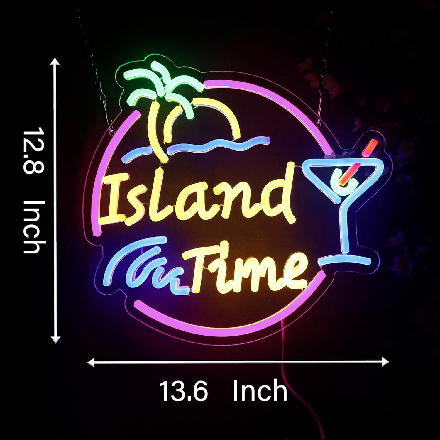 アイランドタイムネオンサインLEDライト 壁飾り用 トロピカ - Home Bar Signs のレビューと価格