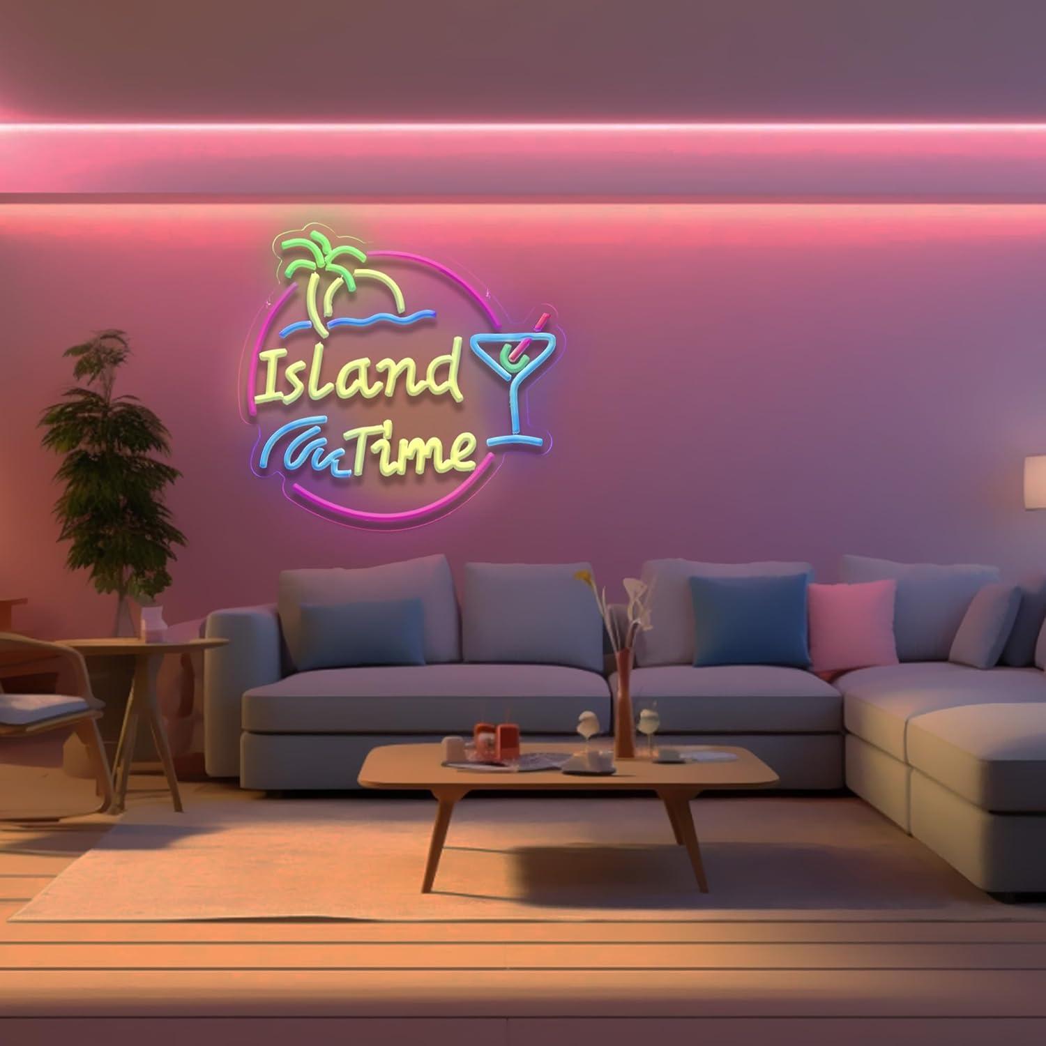 アイランドタイムネオンサインLEDライト 壁飾り用 トロピカ - Home Bar Signs のレビューと価格