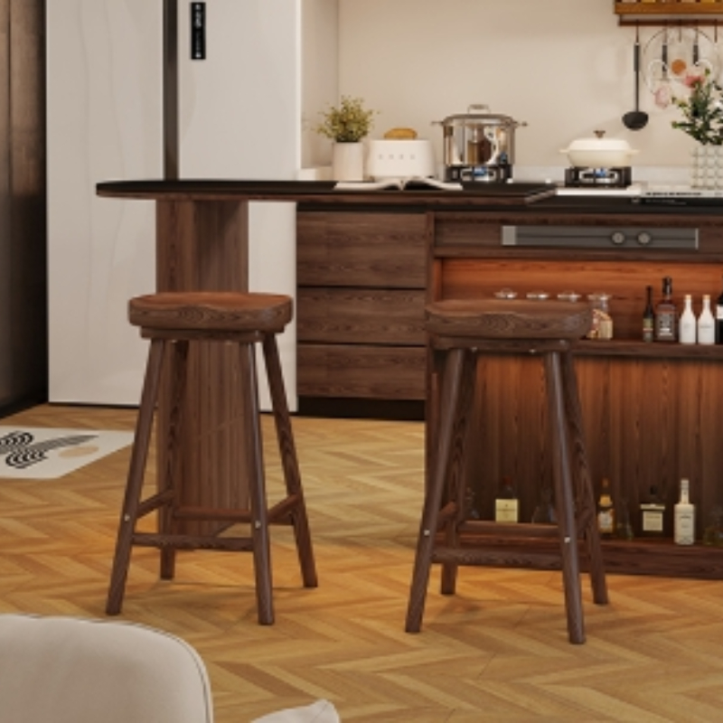 無垢材の曲線バースツール、ハイダイニングアイランドカウンター - Home Bar Seating のレビューと価格