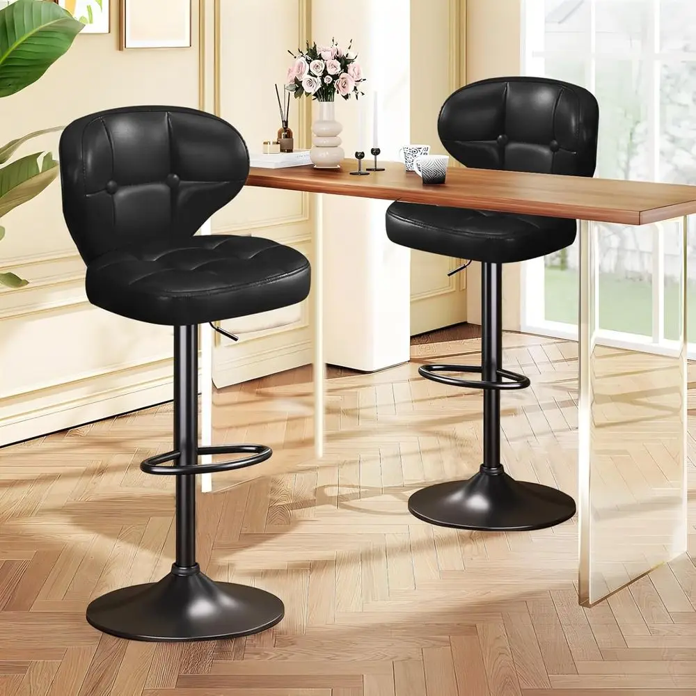調節可能な回転バースツール2脚セット、背もたれとフットレスト - Home Bar Stools のレビューと価格