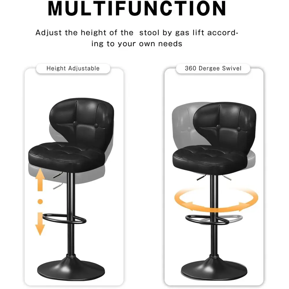 調節可能な回転バースツール2脚セット、背もたれとフットレスト - Home Bar Stools のレビューと価格