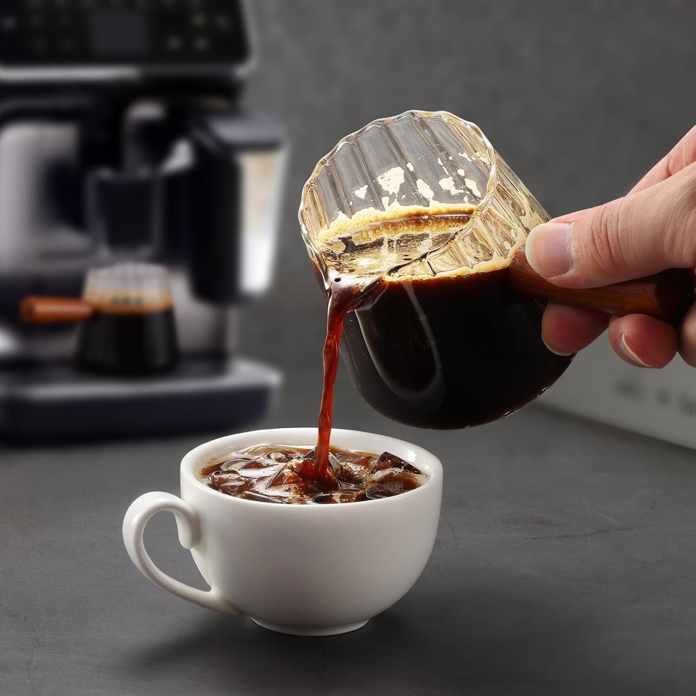 V字型注ぎ口エスプレッソショットグラス 6オンス 木製ハンド - Home Barista のレビューと価格