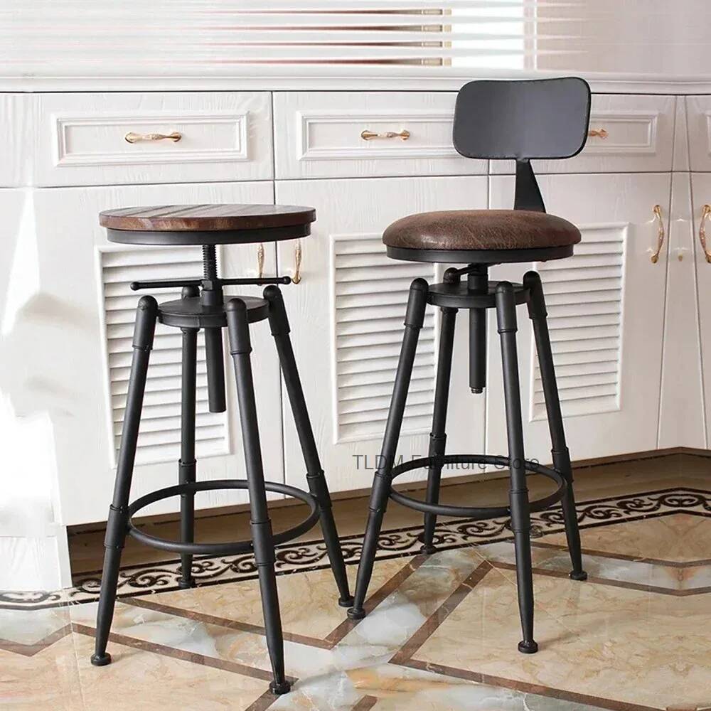 レトロアイアンバーチェアカウンタースツール回転昇降調節可能な - Home Bar Seating のレビューと価格