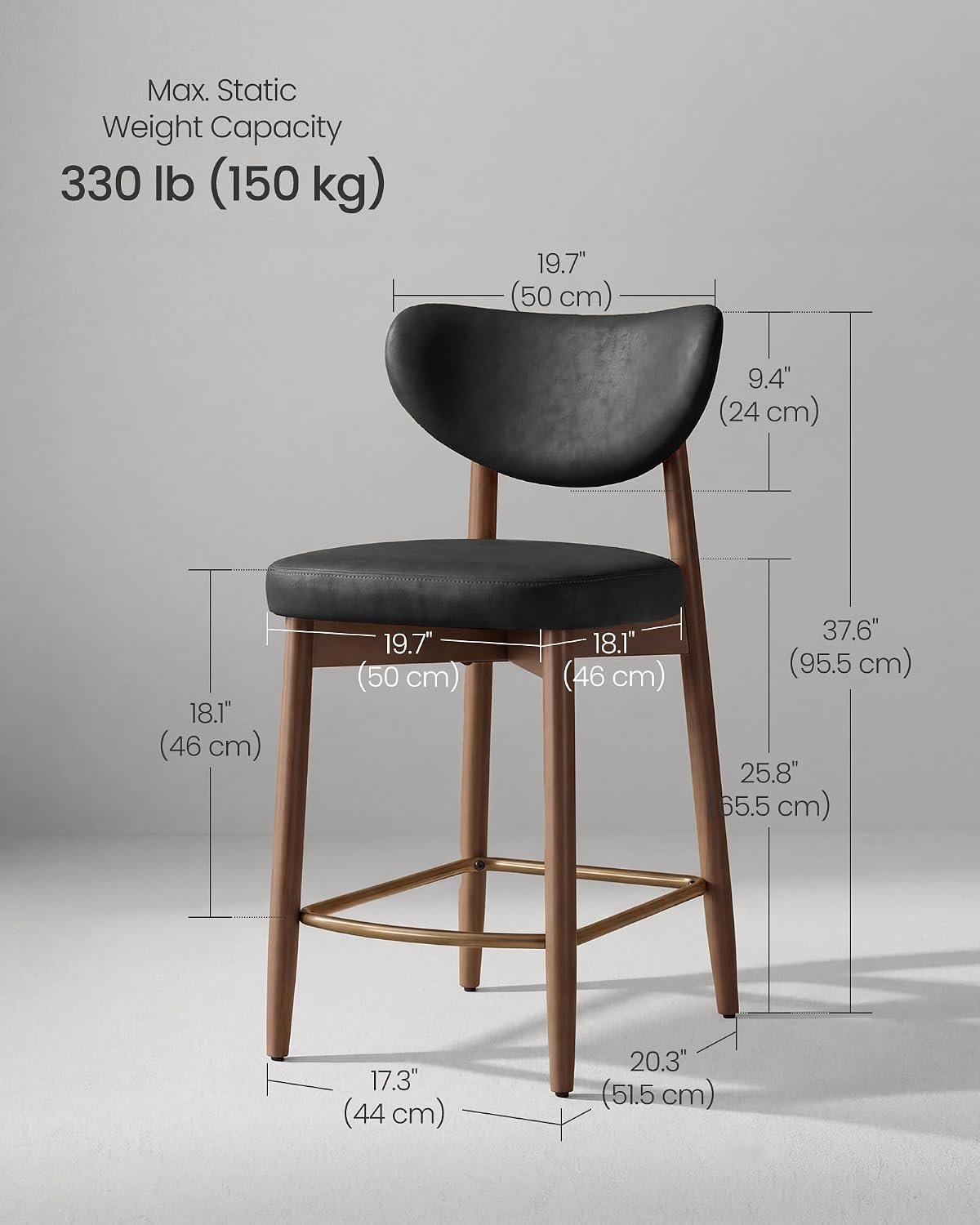 ミッドセンチュリーモダン木製バースツール2個セット合成皮革人 - Home Bar Seating のレビューと価格