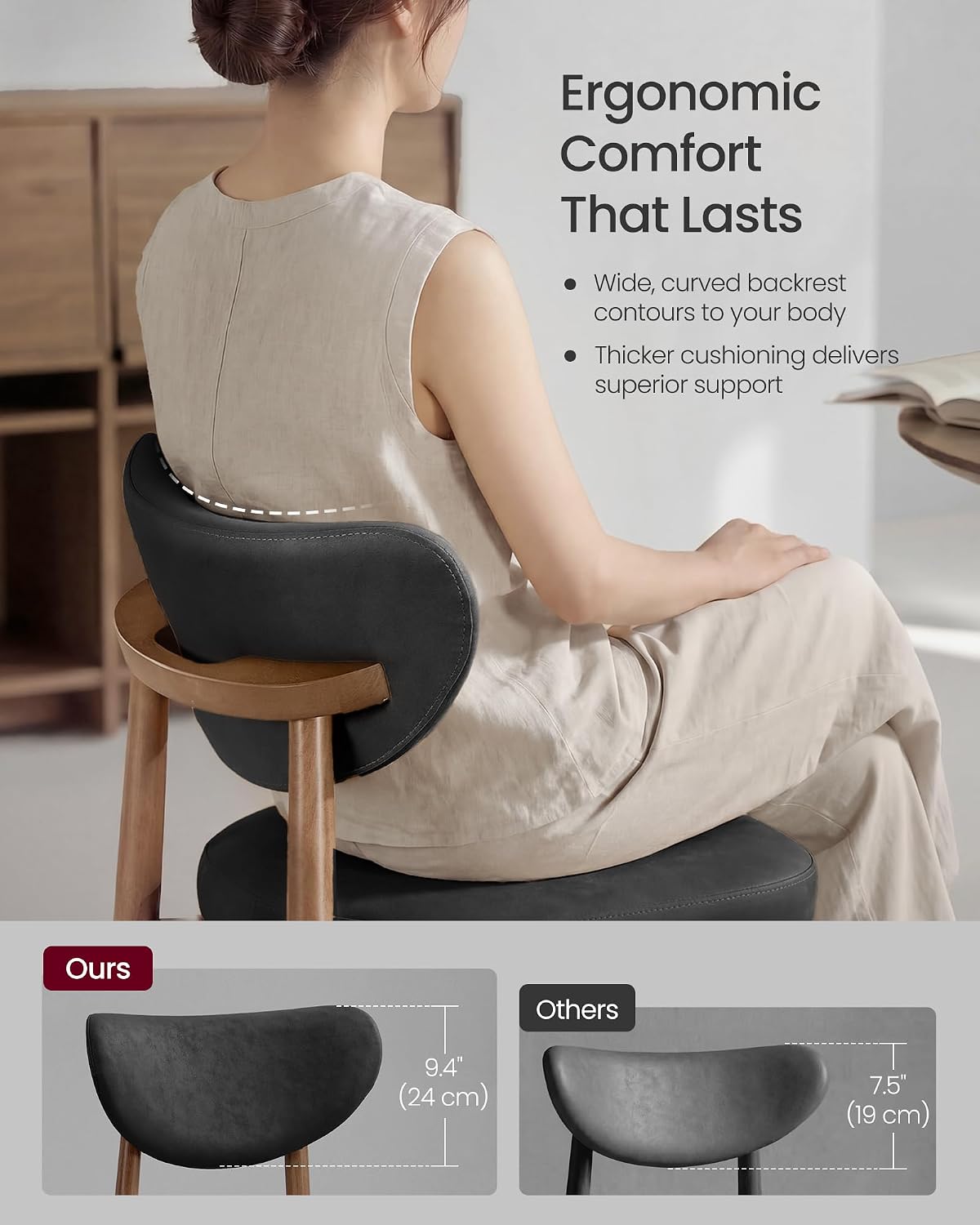 ミッドセンチュリーモダン木製バースツール2個セット合成皮革人 - Home Bar Seating のレビューと価格