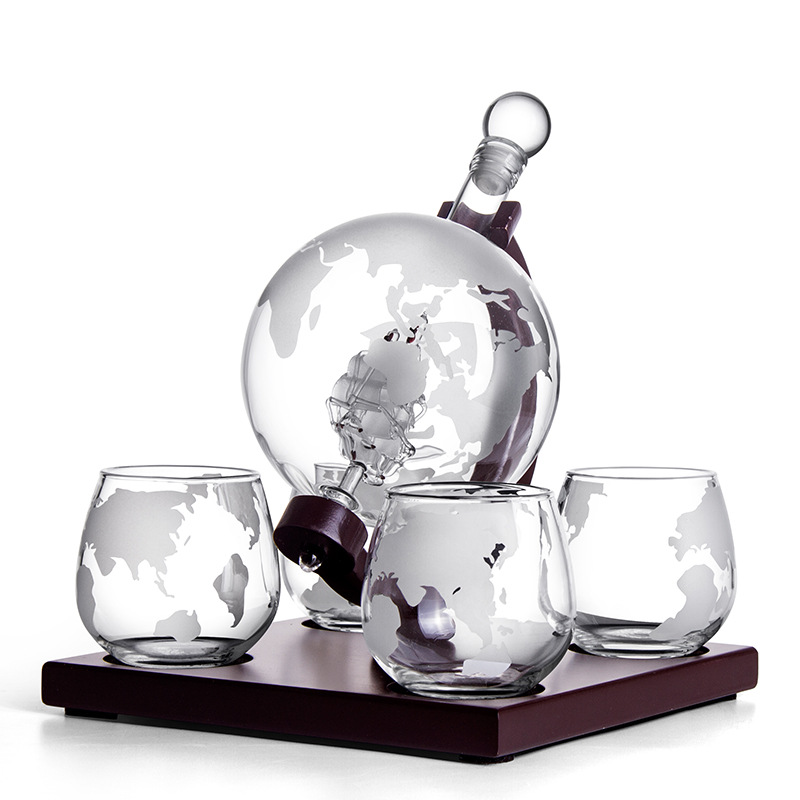 クリエイティブなガラス製ワインボトルデッキ,カボチャ,シャン - Decanter Globe Set のレビューと価格