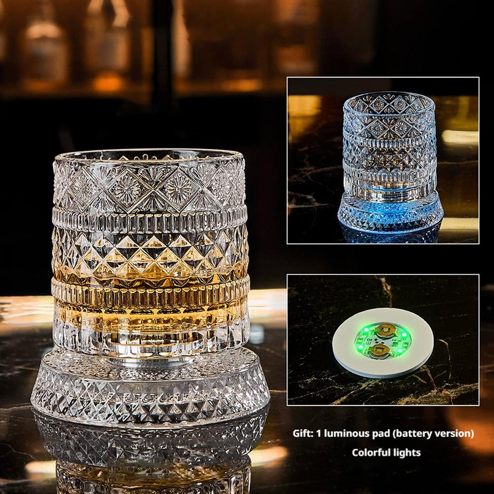 360 °   LEDライト付き回転式ウイスキーグラス、回転 - Old Fashioned Glass のレビューと価格