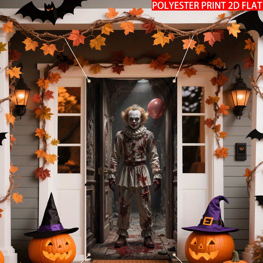 2D ドアカーテンバナー、1 個ハロウィンホラーピエロ血まみ - Home Bargains のレビューと価格