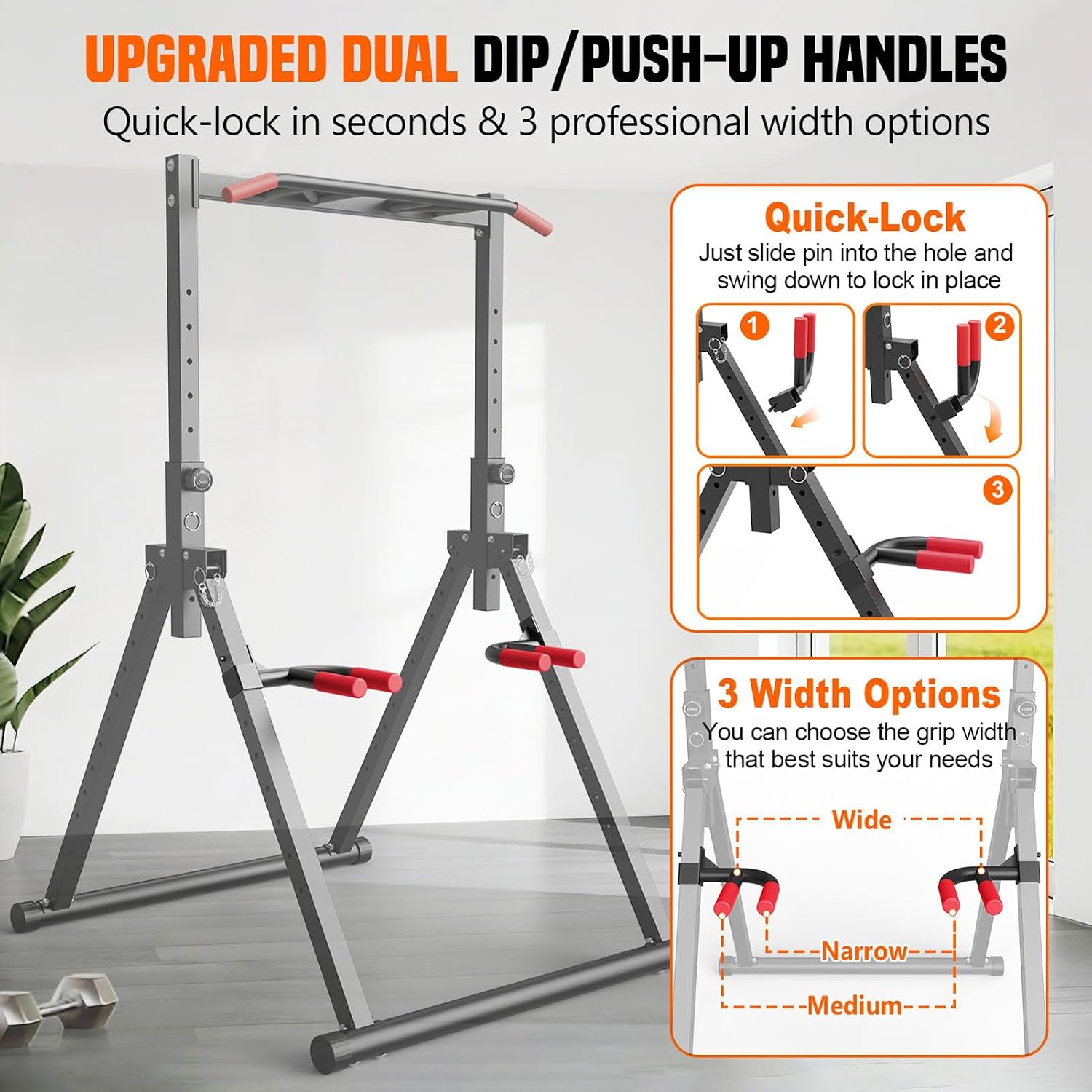 折りたたみ式パワータワーディップステーション、自立型懸垂バー - Home Bar Stand のレビューと価格