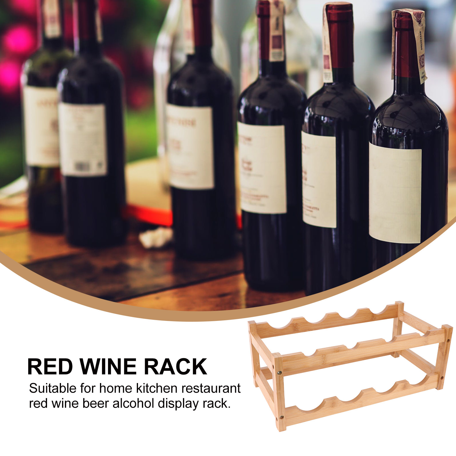 木製二層式赤ワインラック ボトルホルダー 家庭 オフィス バ - Home Bar Stand のレビューと価格