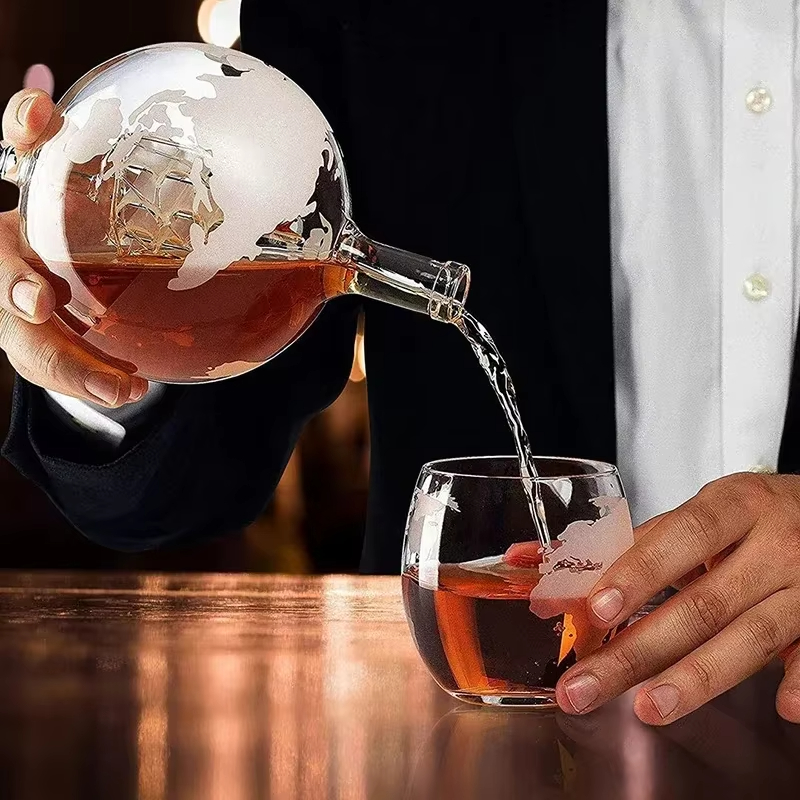 クリエイティブグローブデカンタセット絶妙な木製スタンド鉛フリ - Decanter Globe Set のレビューと価格