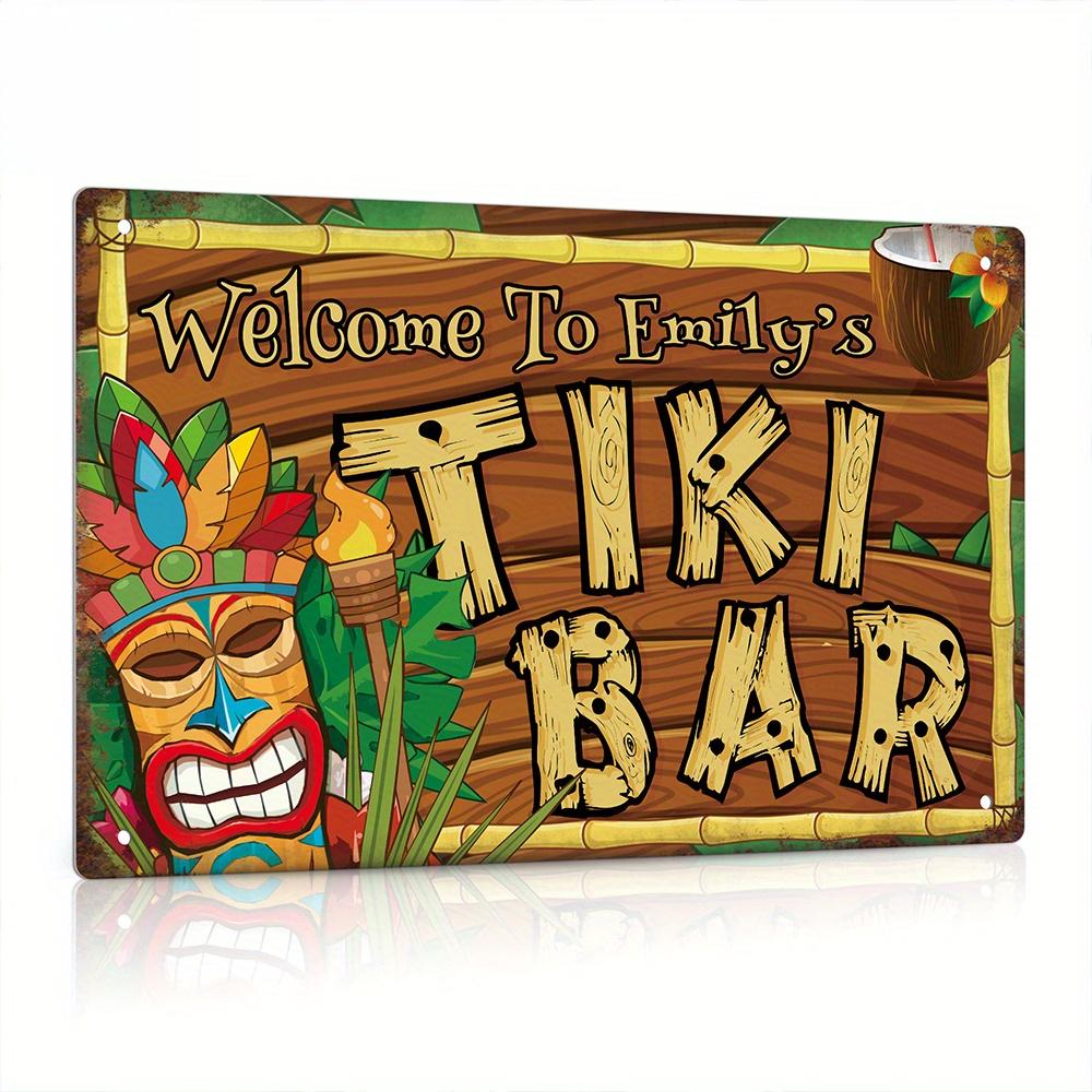 カスタムデコレーションティキバーサイン、名前入り、ヴィンテー - Home Bar Signs のレビューと価格