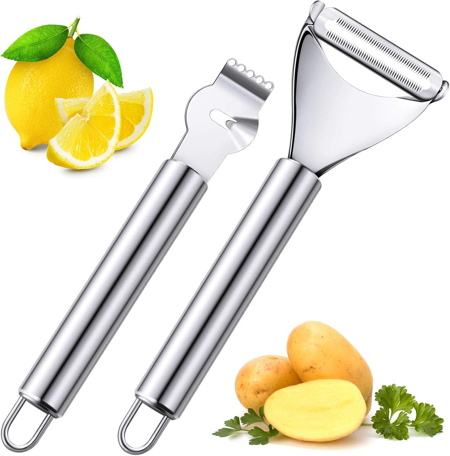 2ピースステンレス製レモンシトラスピーラー、チャンネルナイフ - Peeler Channel Knife のレビューと価格