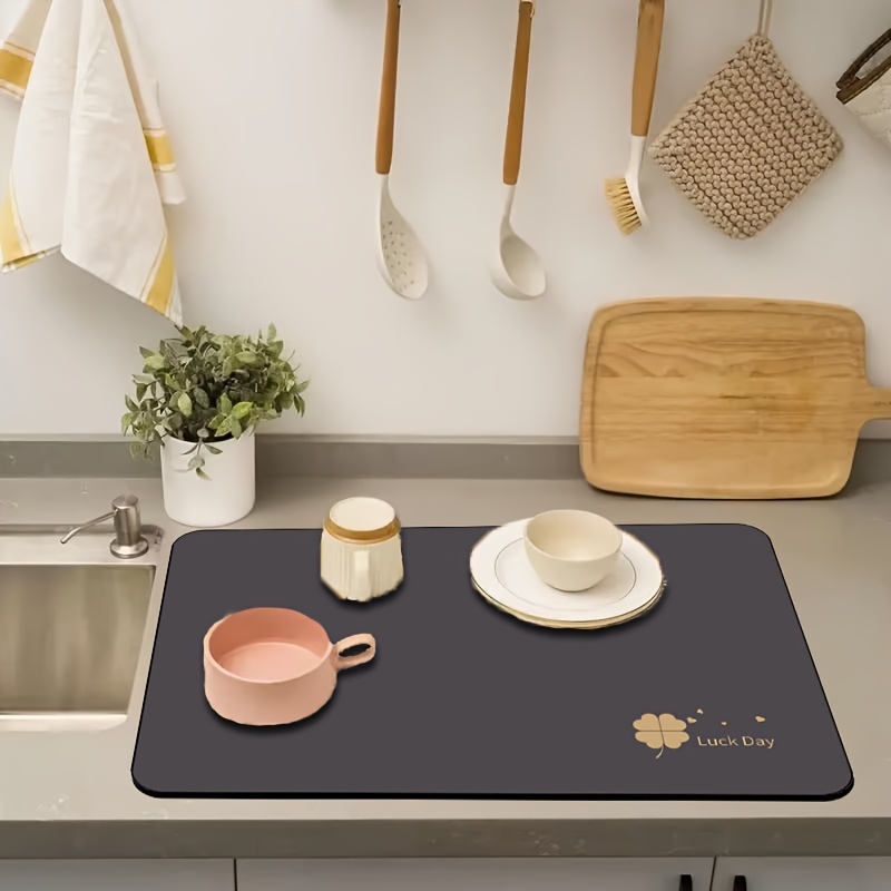 ダークグレークローバーラックディッシュドライニングマット吸水 - Home Bar And Counter のレビューと価格