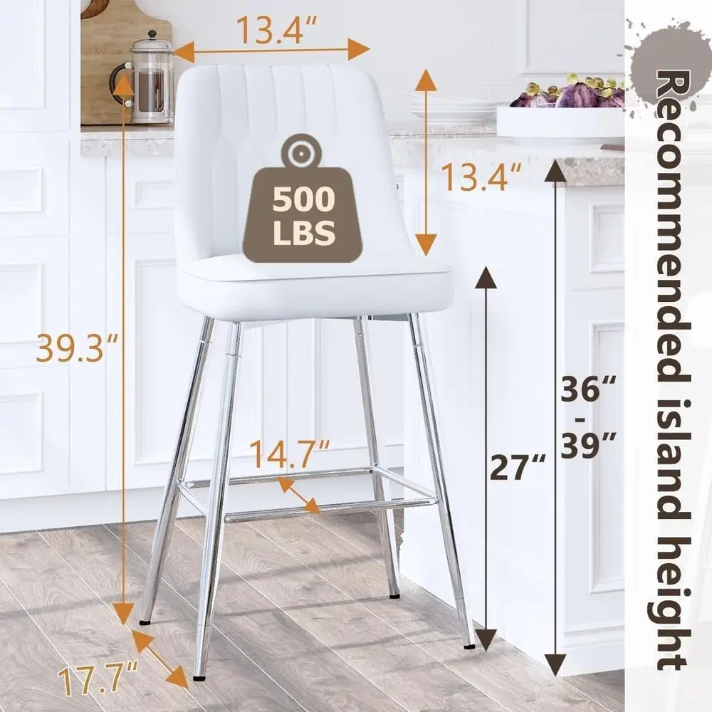 ホワイトの布張りカウンターハイトバースツール2脚セット、シル - Home Bar Stools のレビューと価格