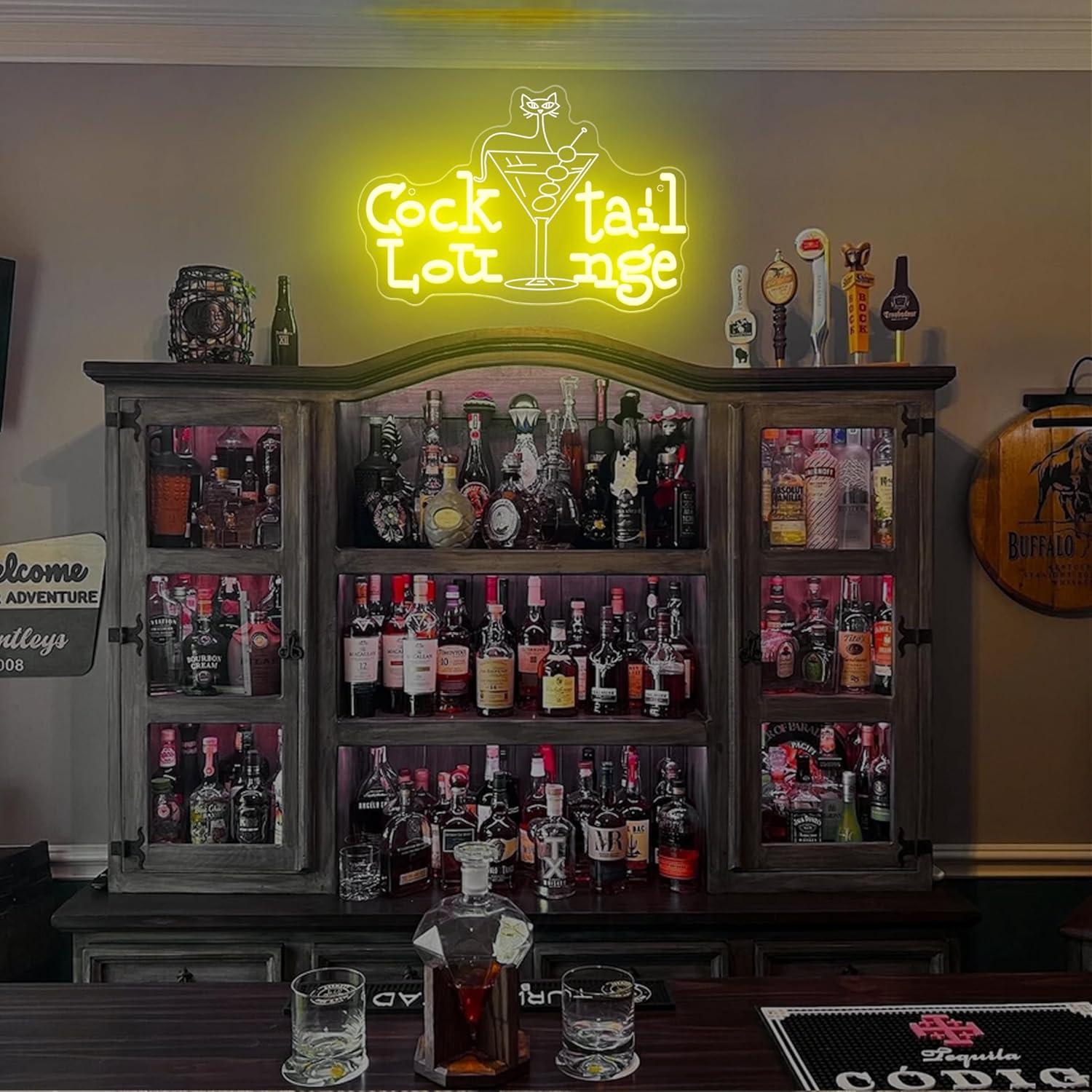 カクテルラウンジネオンサイン調光可能LEDライト、バー、ホー - Home Bar Signs のレビューと価格
