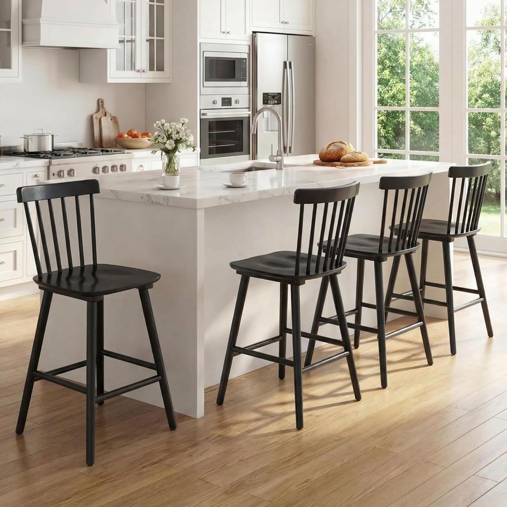 4脚セット、カウンター高さ26インチの木製バースツール、スピ - Home Bar And Counter のレビューと価格